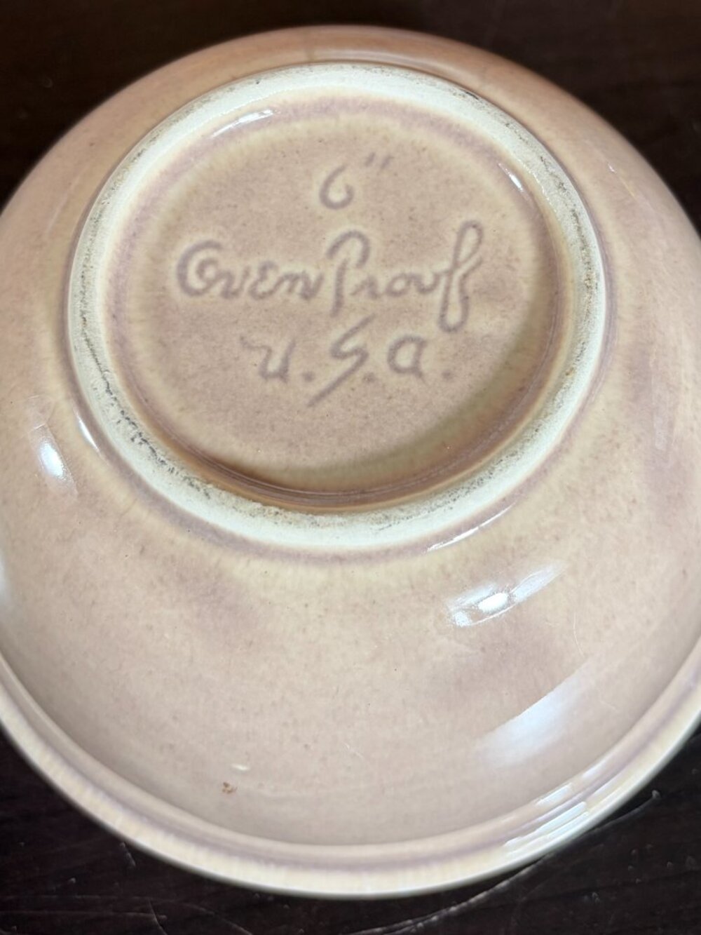 Vtg Hull Pottery Bowl Oven Proof USA Sand Drip Glaze Beige Cereal 6-in - EUC